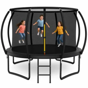 14FT Kids Trampoline With Safety Enclosure Net & Ladder.